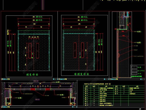 精品防火门与玻璃门CAD剖面节点大样施工图设计与平面图解析