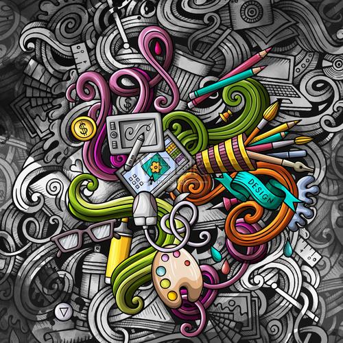 释放创意 涂鸦与平面设计插图的艺术交融